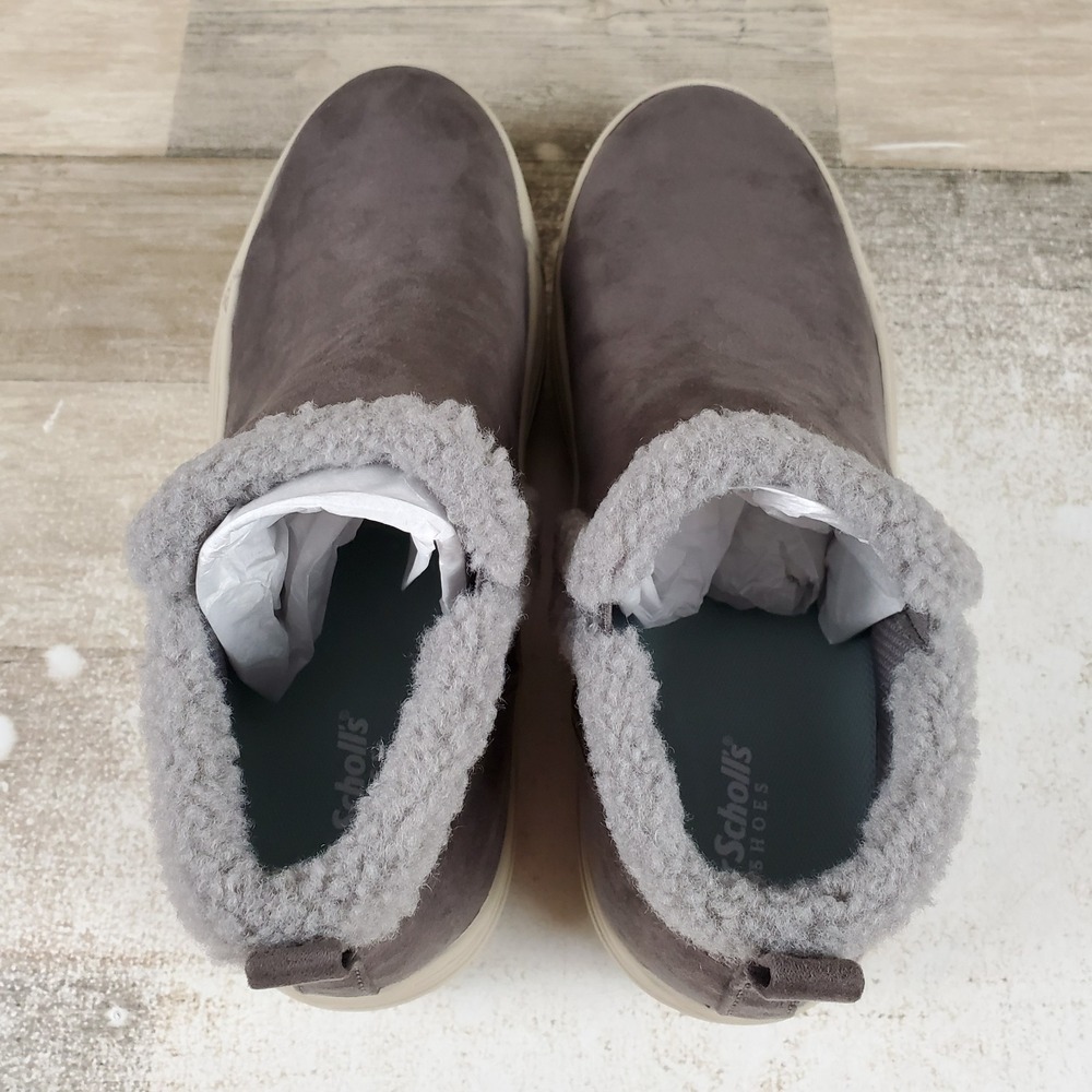Dr Scholls Time Off Yo Womens Ankle Boots Sz 8 M Gray Slip On Shearling Collar - Picture 4 of 10